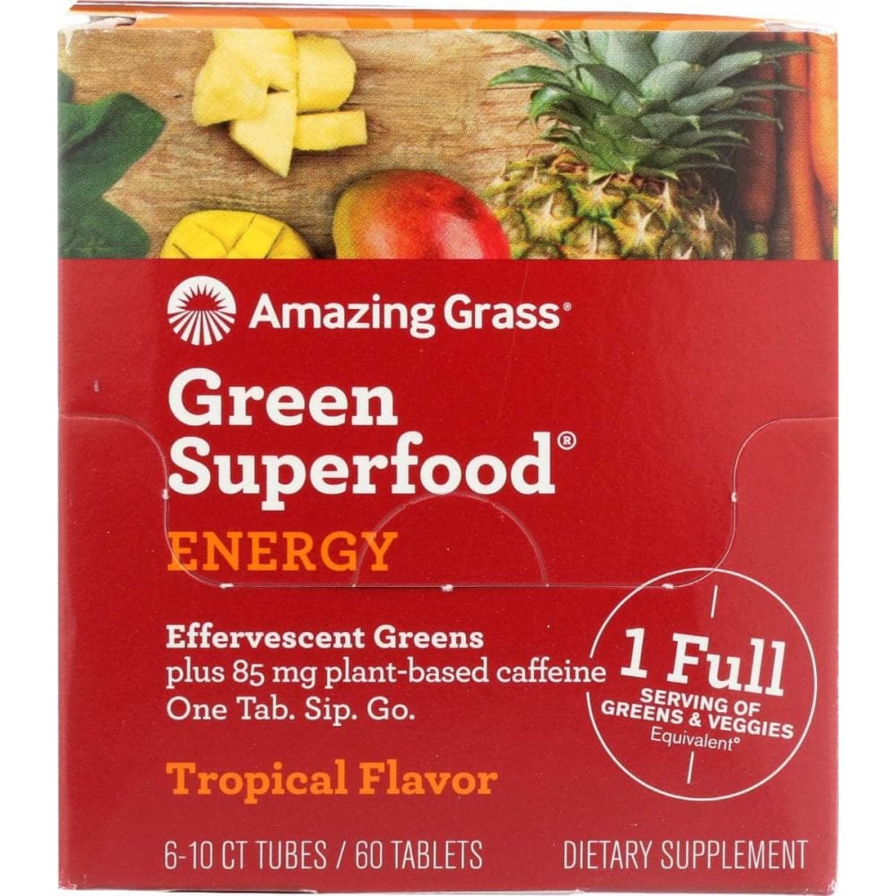 AMAZING GRASS Health > Vitamins & Supplements AMAZING GRASS: Green Superfood Energy Tablet Tropical Flavor, 1 bx