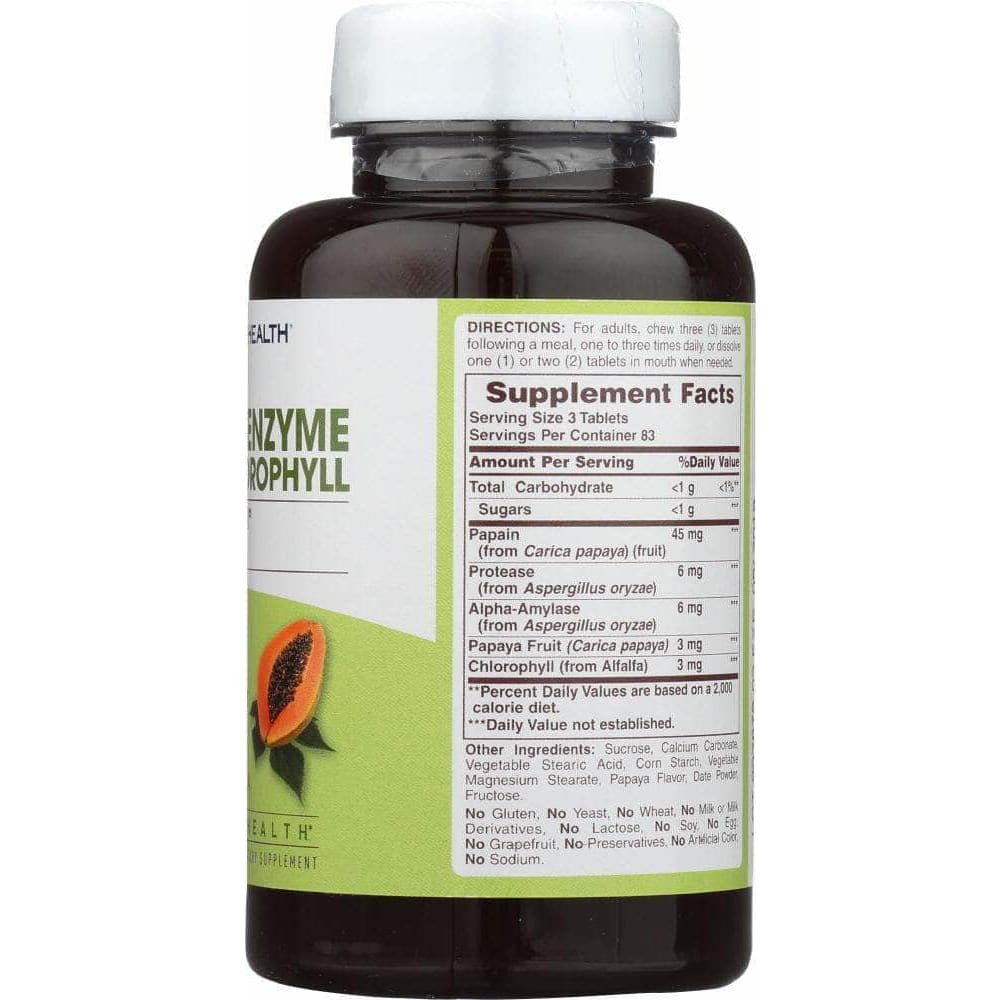 American Health American Health Papaya Enzyme with Chlorophyll Chewable, 250 Tablets