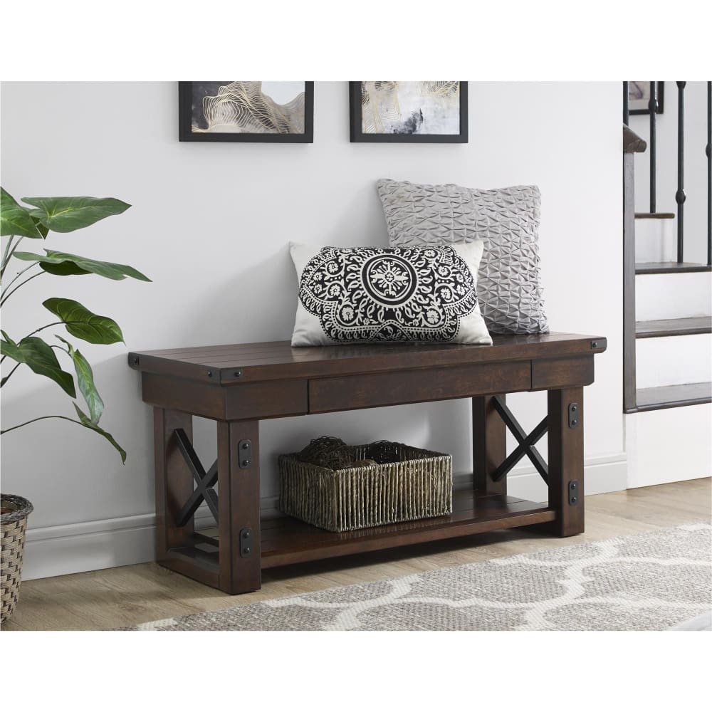 Ameriwood Home Wildwood 40 Wood Veneer Entryway Bench - Espresso - Ameriwood