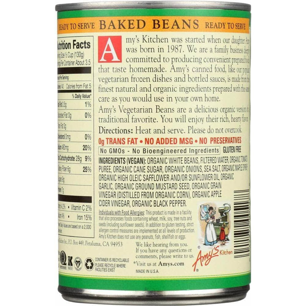 Amys Amys Bean Baked Vegetarian Gluten Free Organic, 15 oz