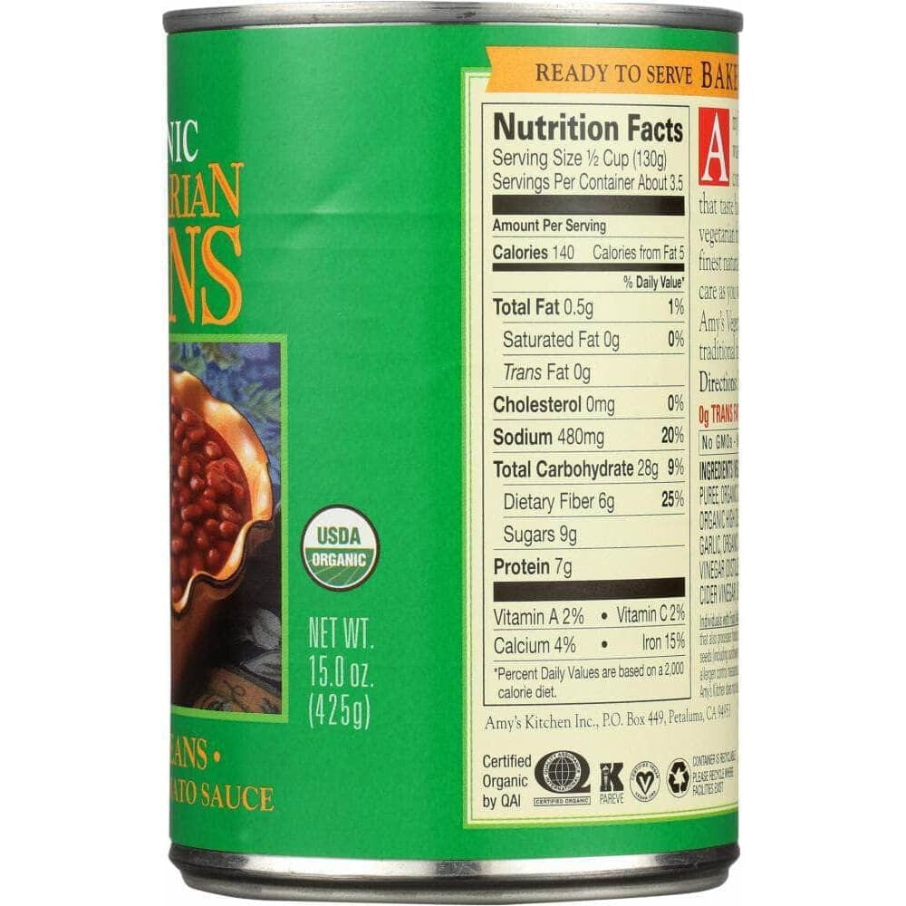 Amys Amys Bean Baked Vegetarian Gluten Free Organic, 15 oz