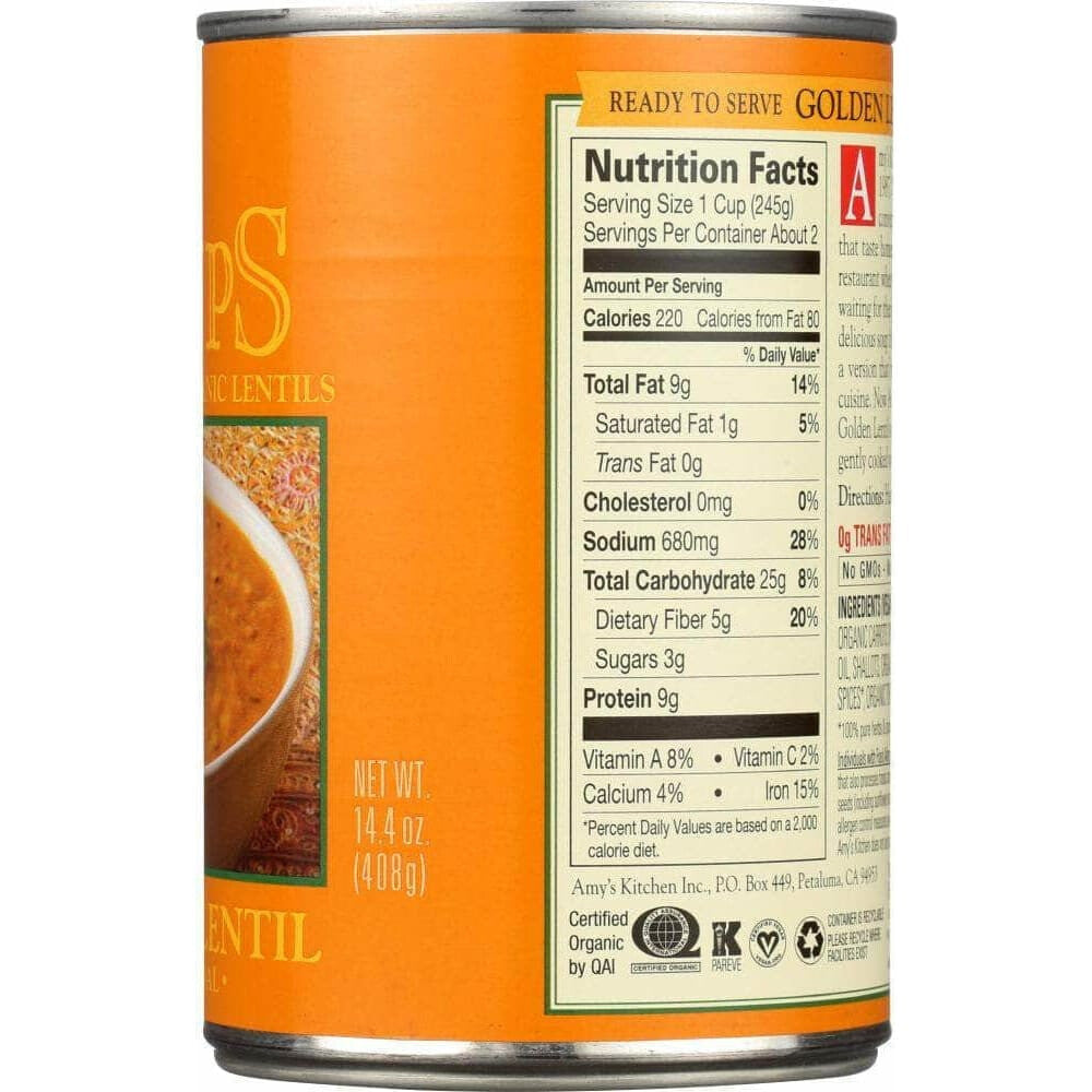 Amys Amy's Golden Lentil Soup Indian Dal, 14.4 oz