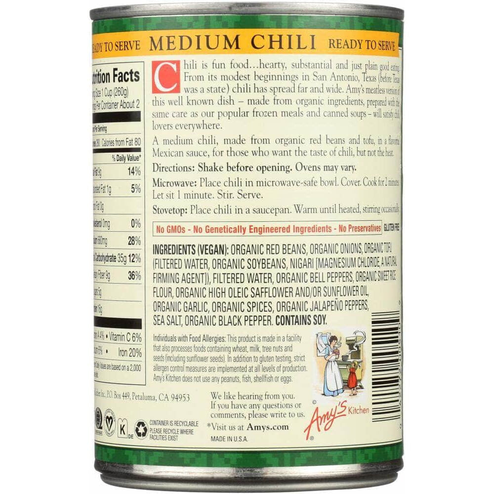 Amys Amy's Organic Chili Medium, 14.7 oz