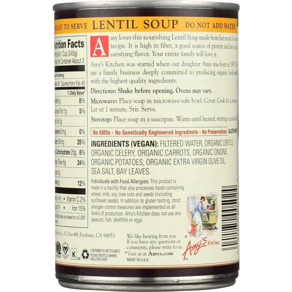 Amys Amy's Organic Lentil Soup, 14.5 oz