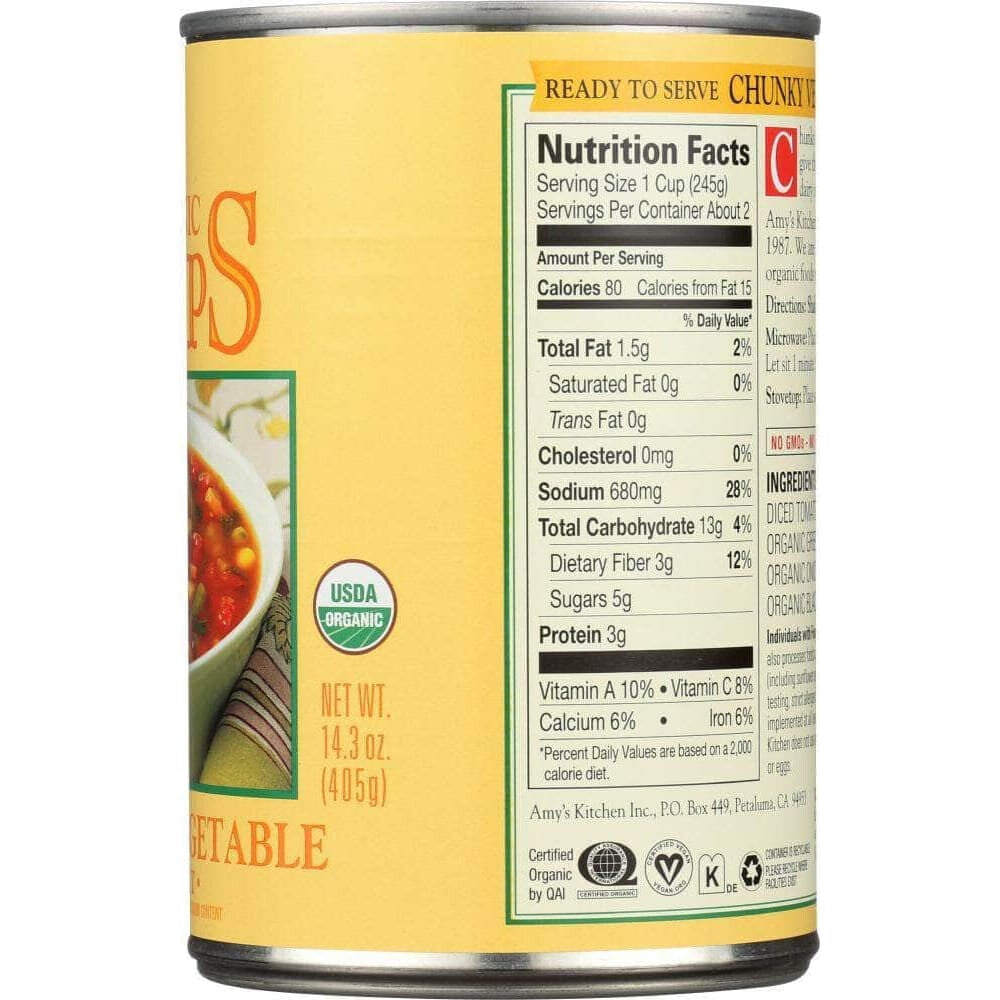 Amys Amy's Organic Soup Chunky Vegetable, 14.3 oz