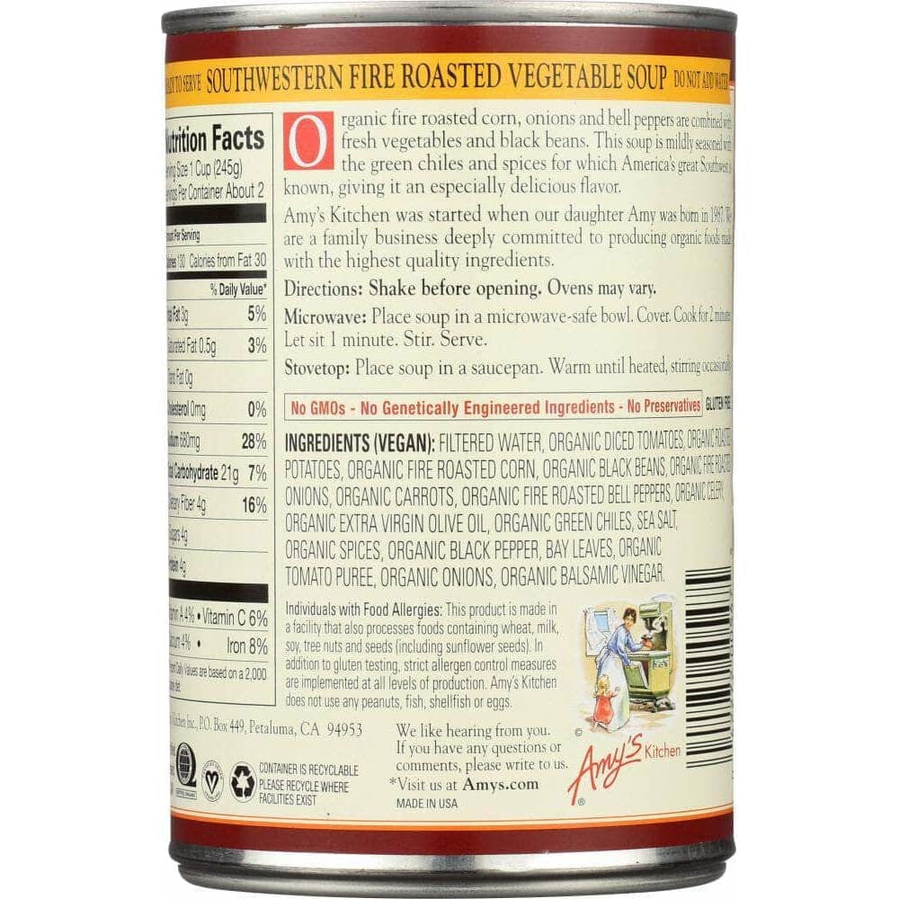 Amys Amy's Organic Soup Fire Roasted Southwestern Vegetable, 14.3 oz