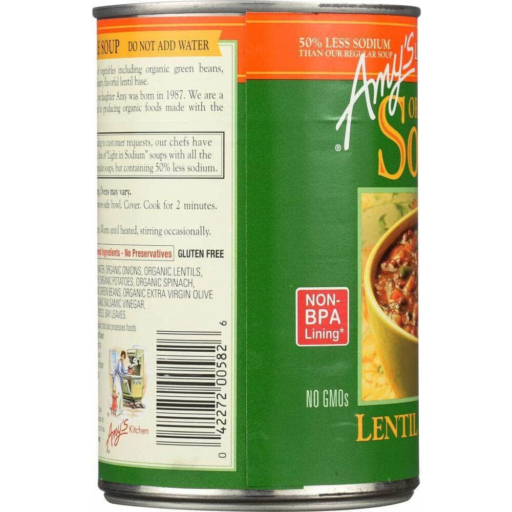 Amys Amy's Organic Soup Light in Sodium Lentil Vegetable, 14.5 oz