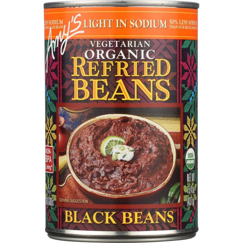 AMYS Amy'S Organic Vegetarian Light In Sodium Refried Black Beans, 15.4 Oz