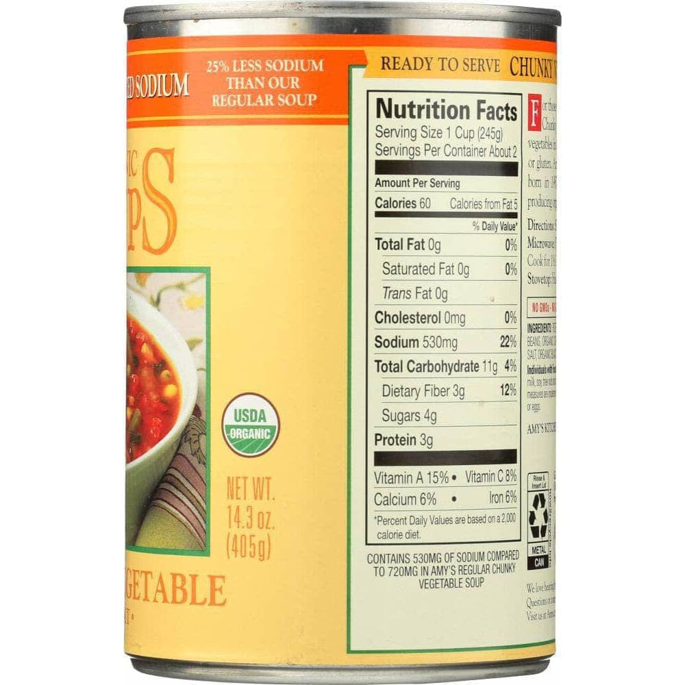 Amys Amys Soup Vegetable Chunky Light Sodium, 14 oz