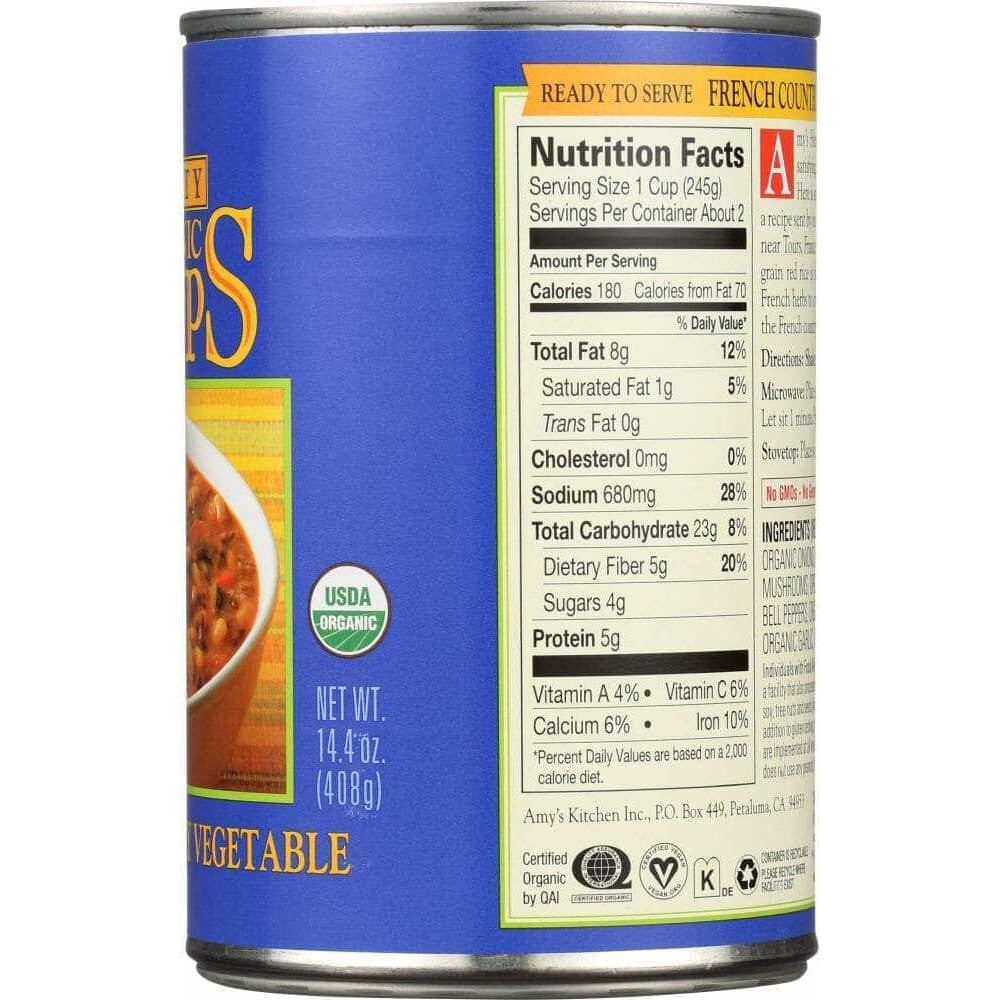 Amys Amys Soup Vegetable French Country Gluten Free, 14.4 oz