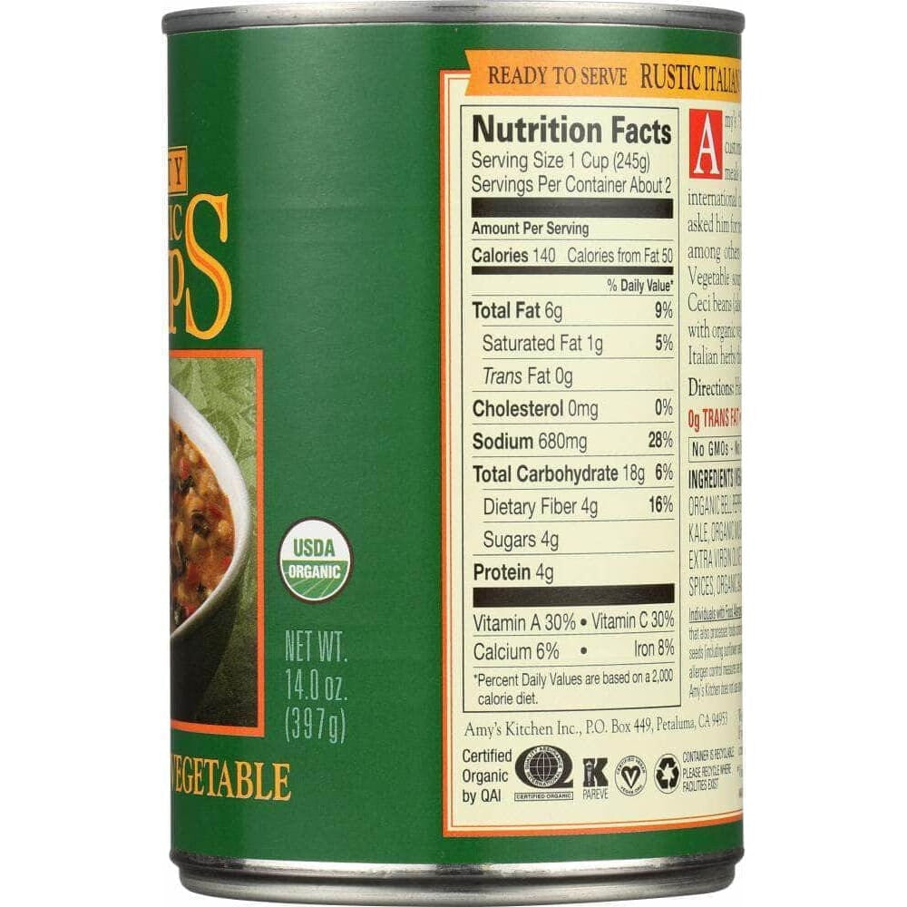 Amys Amys Soup Vegetable Gluten Free, 14 oz