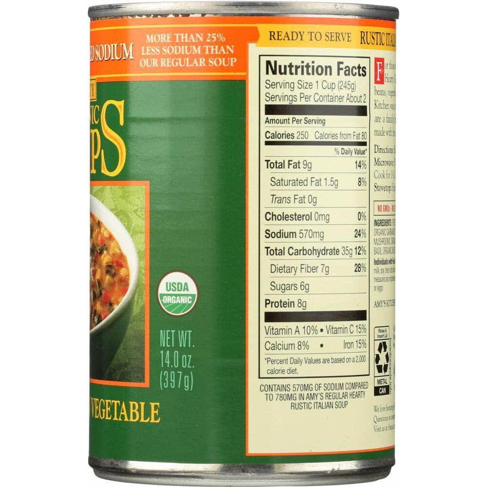 Amys Amys Soup Vegetable Italian Reduce Sodium, 14 oz