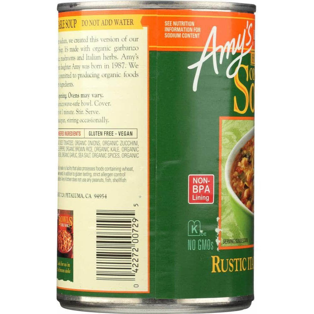 Amys Amys Soup Vegetable Italian Reduce Sodium, 14 oz