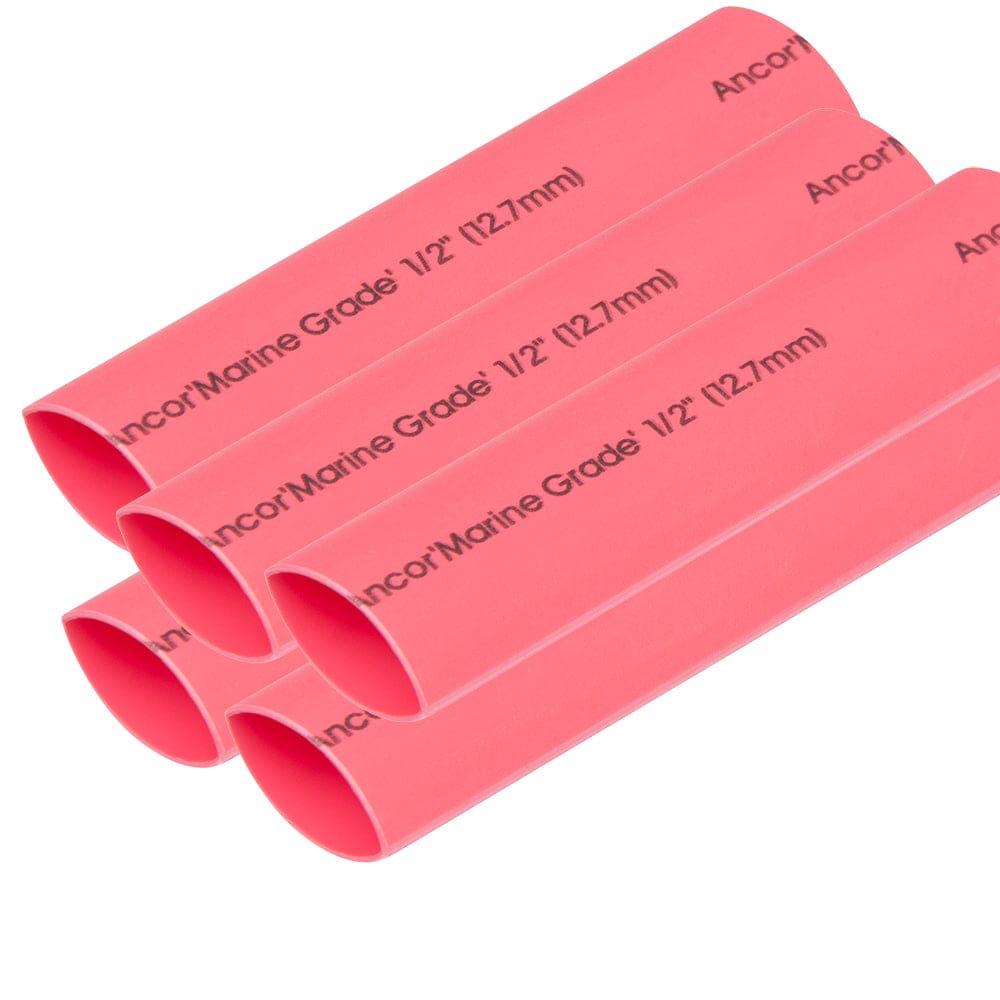 Ancor Heat Shrink Tubing 1/ 2 x 6 - Red - 5 Pieces (Pack of 3) - Electrical | Wire Management - Ancor