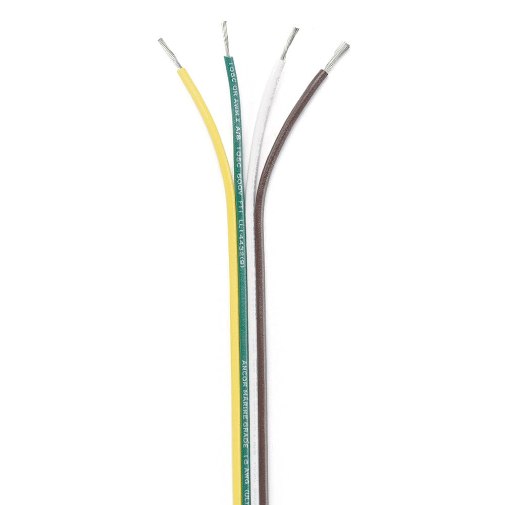 Ancor Ribbon Bonded Cable - 16/ 4 AWG - Brown/ Green/ White/ Yellow - Flat - 100’ - Electrical | Wire - Ancor