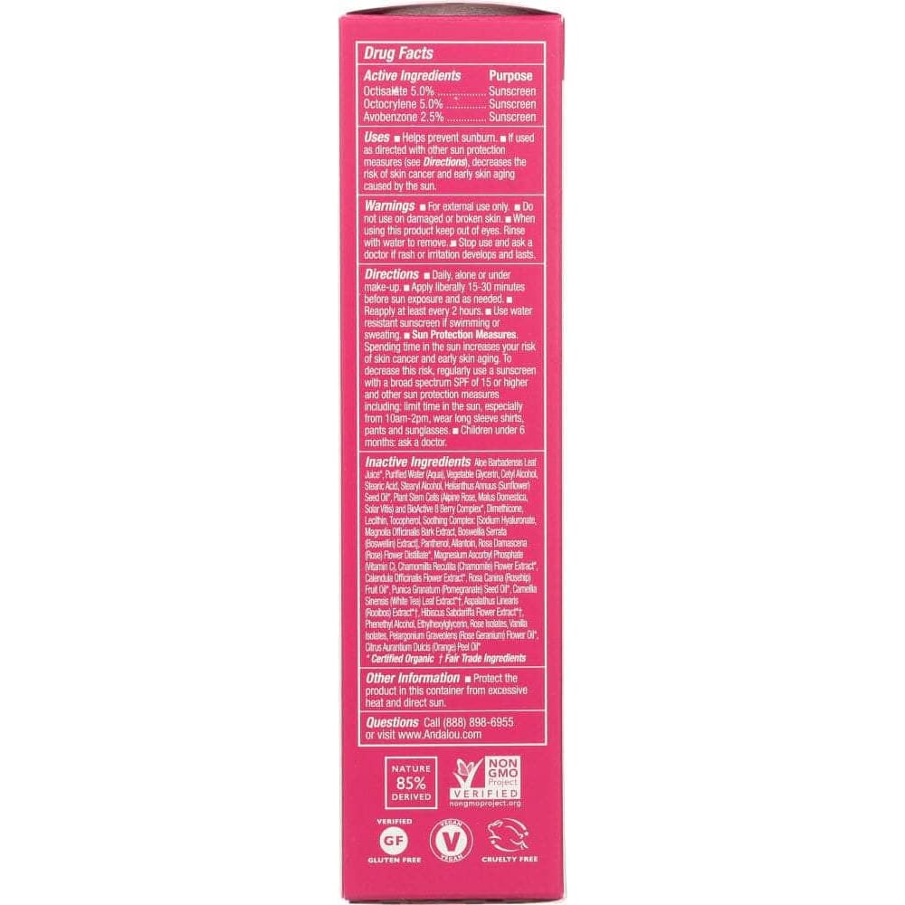 ANDALOU NATURALS Andalou Naturals 1000 Roses Daily Shade Facial Lotion Spf 18, 2.7 Oz