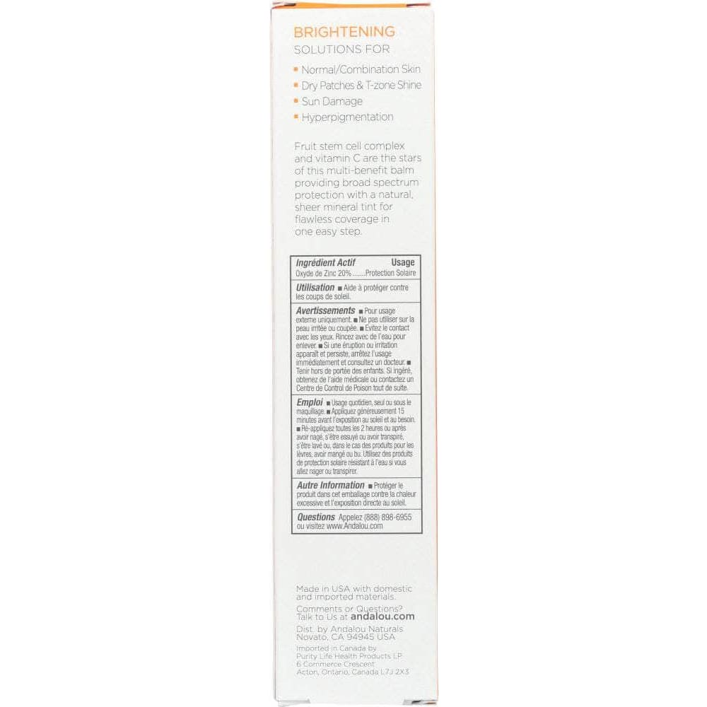 ANDALOU NATURALS Andalou Naturals Beauty Balm Sheer Tint With Spf 30 Brightening, 2 Oz