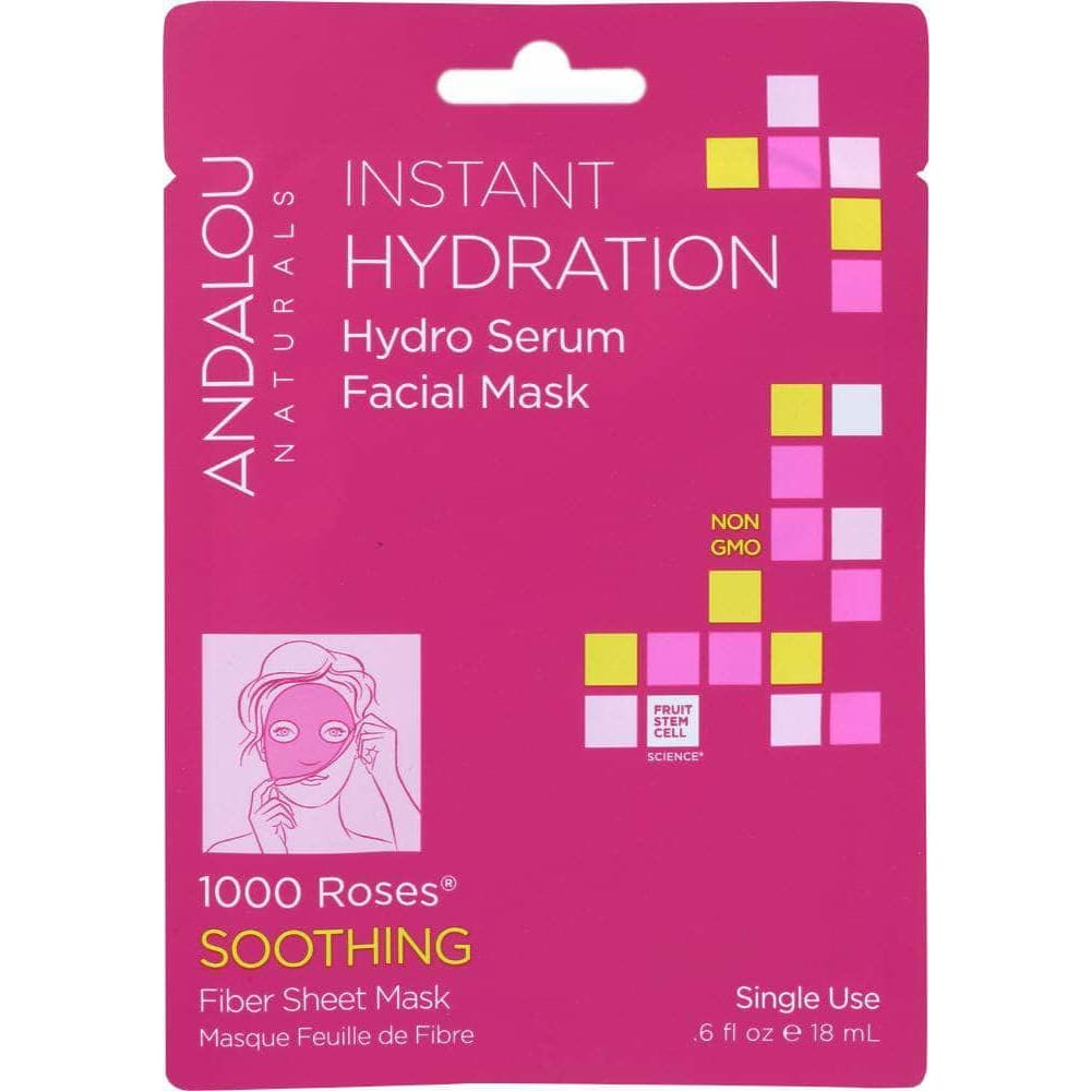 Andalou Naturals Andalou Naturals Instant Hydration Hydro Serum Facial Mask 1000 Roses Soothing, 0.6 oz