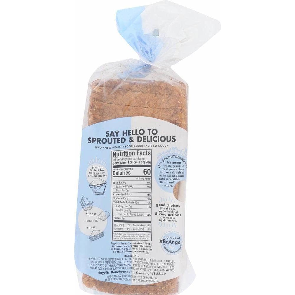 Angelic Bakehouse Angelic Bakehouse Sprouted Whole Grain 7-Grain Bread Reduced Sodium, 16 oz