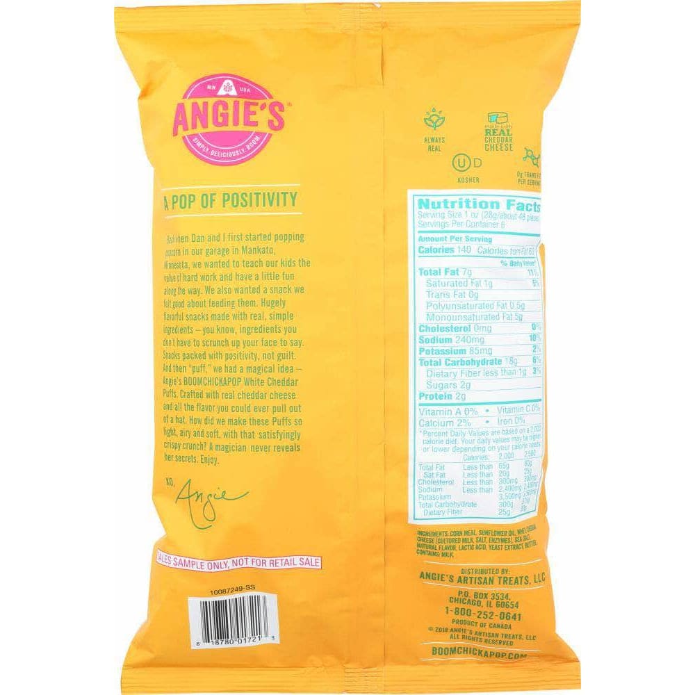 Angies Angies Puffs White Cheddar, 6 oz