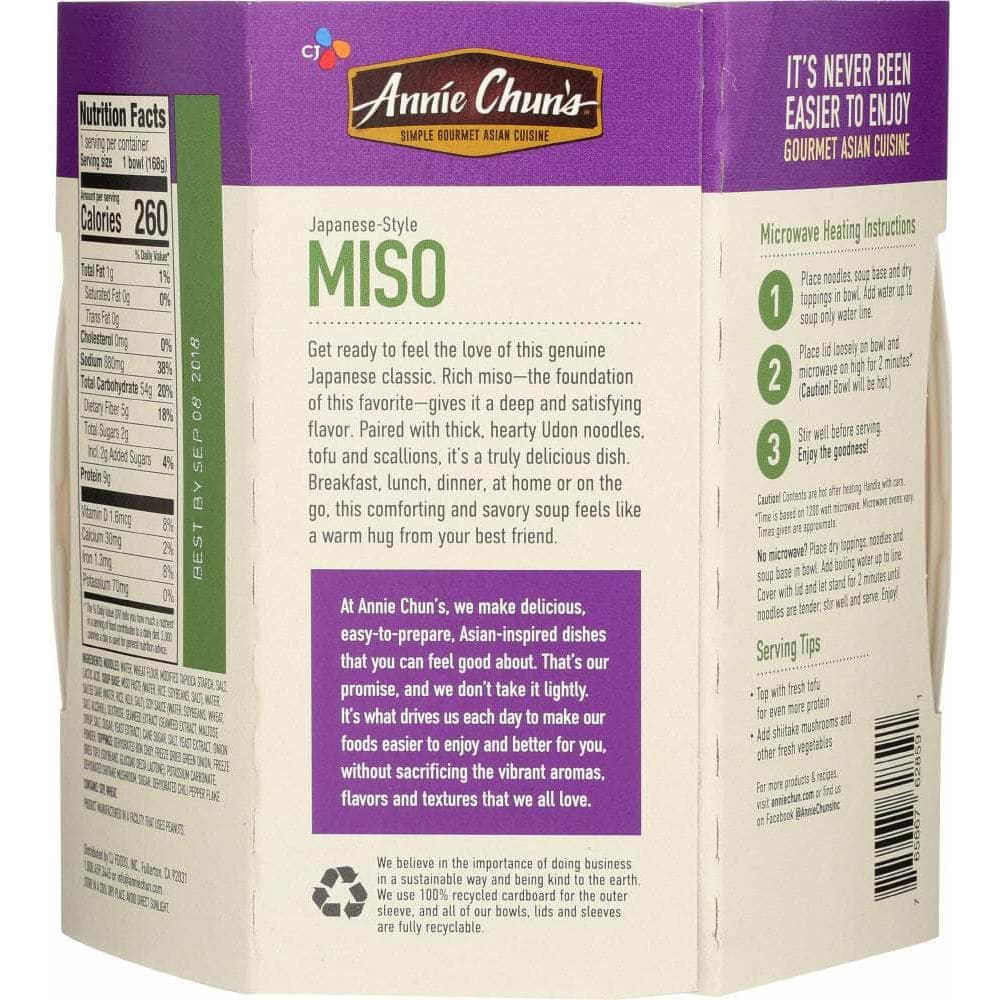 Annie Chuns Annie Chuns All Natural Asian Cuisine Soup Bowl Miso, 5.9 Oz