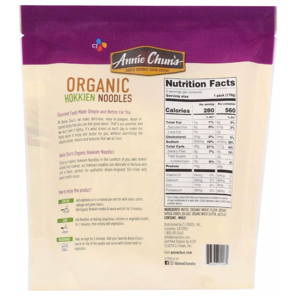 ANNIE CHUNS Annie Chuns Organic Hokkien Noodles, 12 Oz