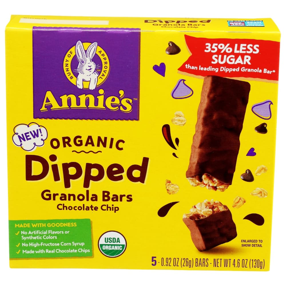 ANNIES HOMEGROWN: Bar Choc Dip Granola 5Pk 4.6 oz - Grocery > Snacks > Cookies > Bars Granola & Snack - Annies Homegrown