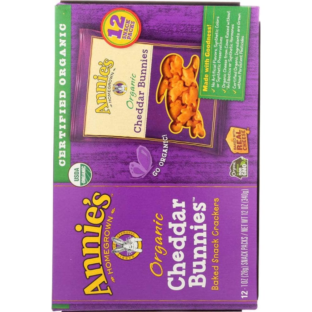 ANNIES Grocery > Snacks > Crackers ANNIES HOMEGROWN: Cheddar Bunnies Baked Snack Crackers 12 Pack, 12 oz