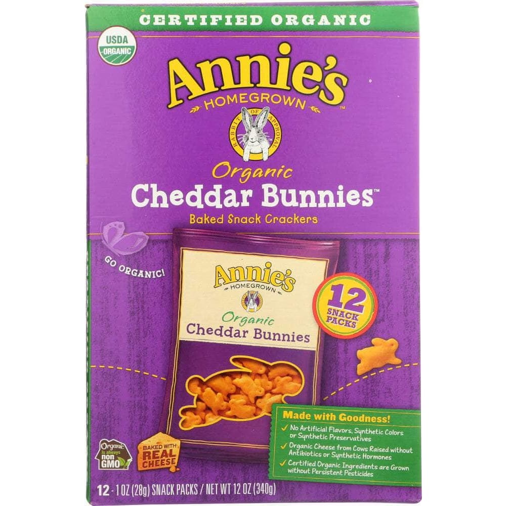 ANNIES Grocery > Snacks > Crackers ANNIES HOMEGROWN: Cheddar Bunnies Baked Snack Crackers 12 Pack, 12 oz