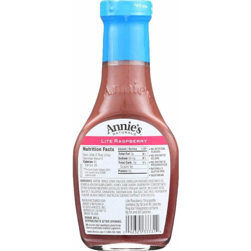 Annies Annies Homegrown Lite Raspberry Vinaigrette Dressing, 8 oz