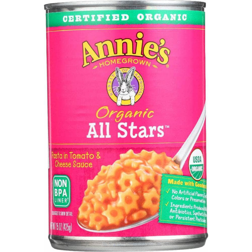 Annies Annie's Homegrown Organic All Stars Pasta in Tomato and Cheese Sauce, 15 Oz