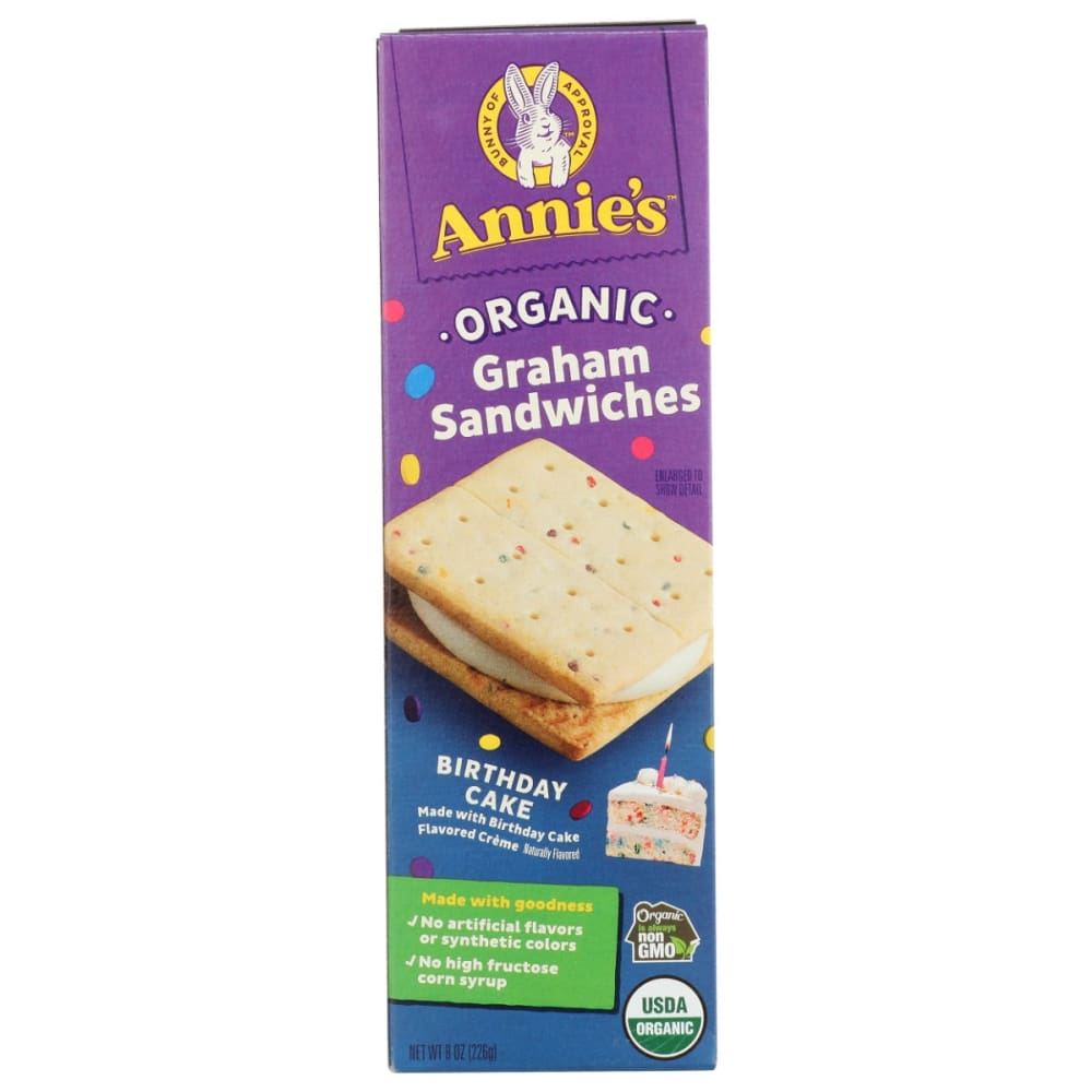 ANNIES HOMEGROWN: Organic Birthday Cake Graham Sandwiches 8 oz (Pack of 4) - ANNIES HOMEGROWN