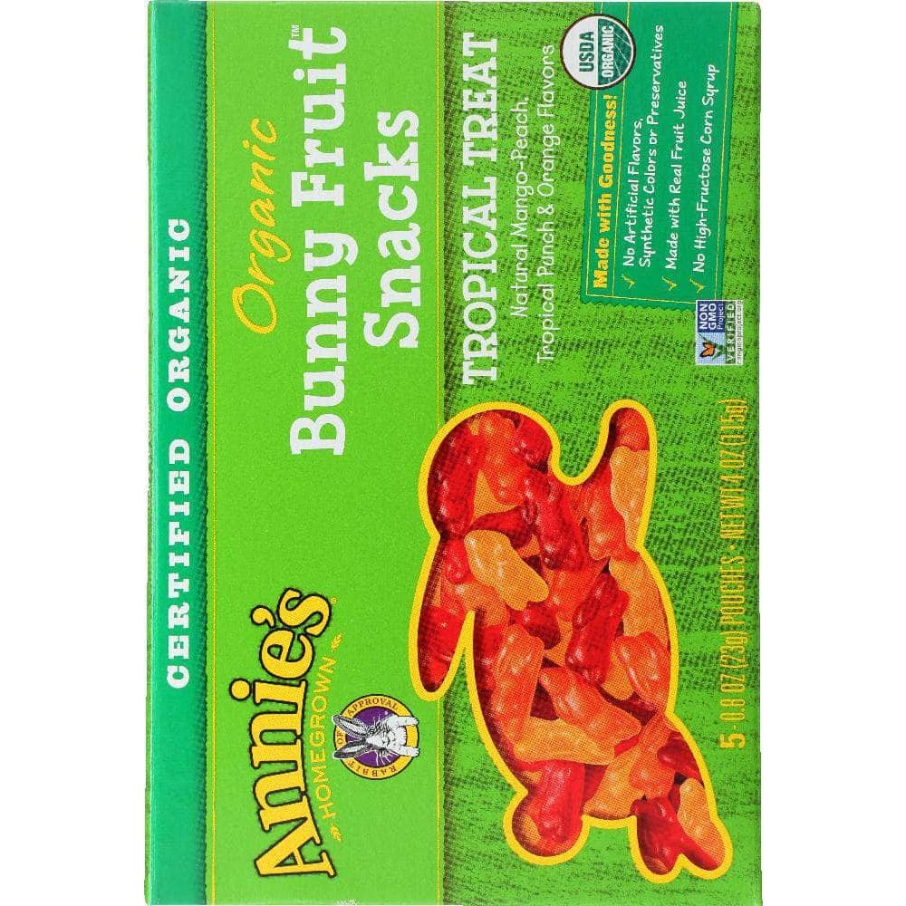 Annies Annie's Homegrown Organic Bunny Fruit Snacks Tropical Treat, 4 oz