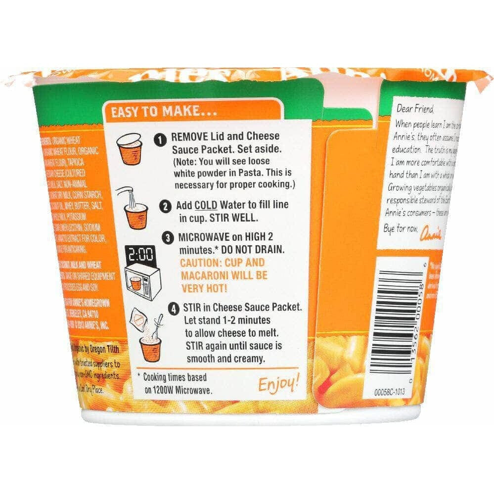 Annies Annie's Homegrown Real Aged Cheddar Microwavable Macaroni & Cheese Cup, 2.01 oz