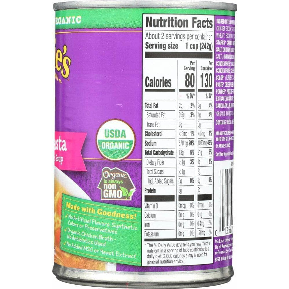 Annies Annies Homegrown Soup Bunny Pasta Chicken Broth, 14 oz