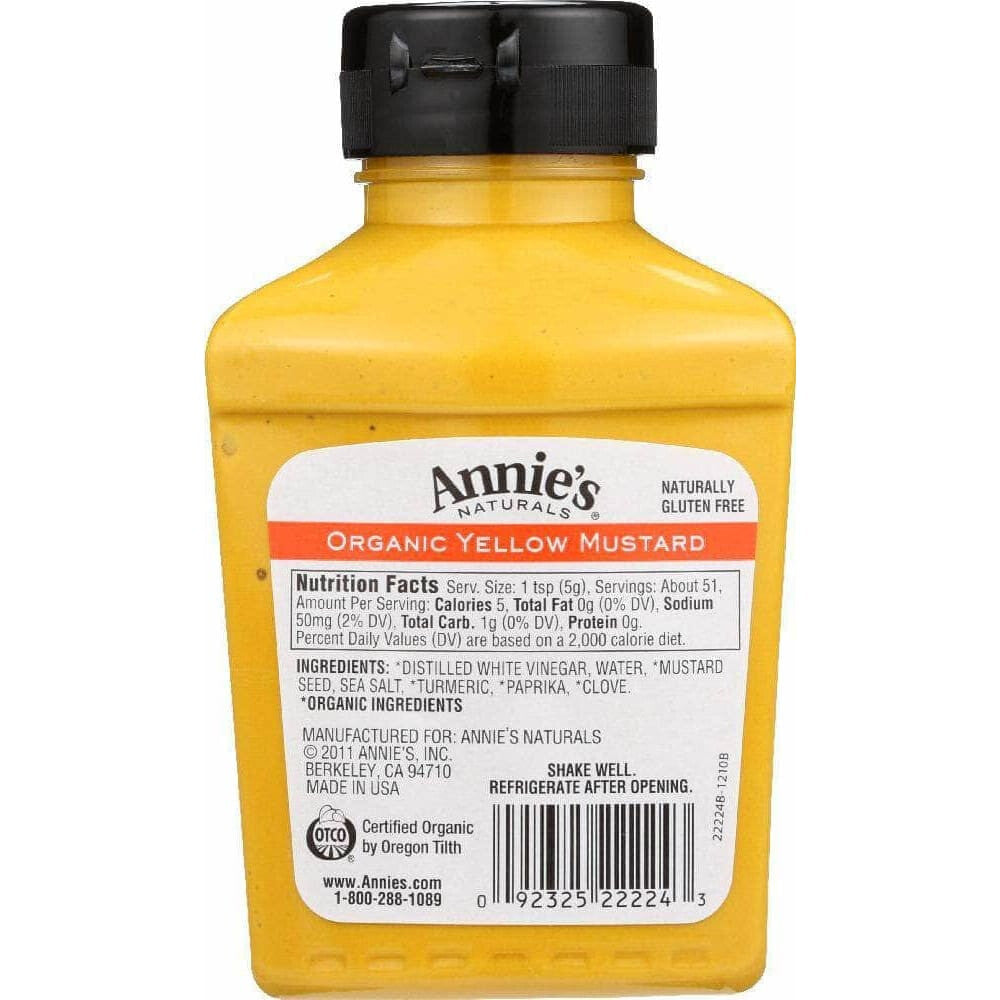 Annies Annie's Naturals Organic Yellow Mustard, 9 oz