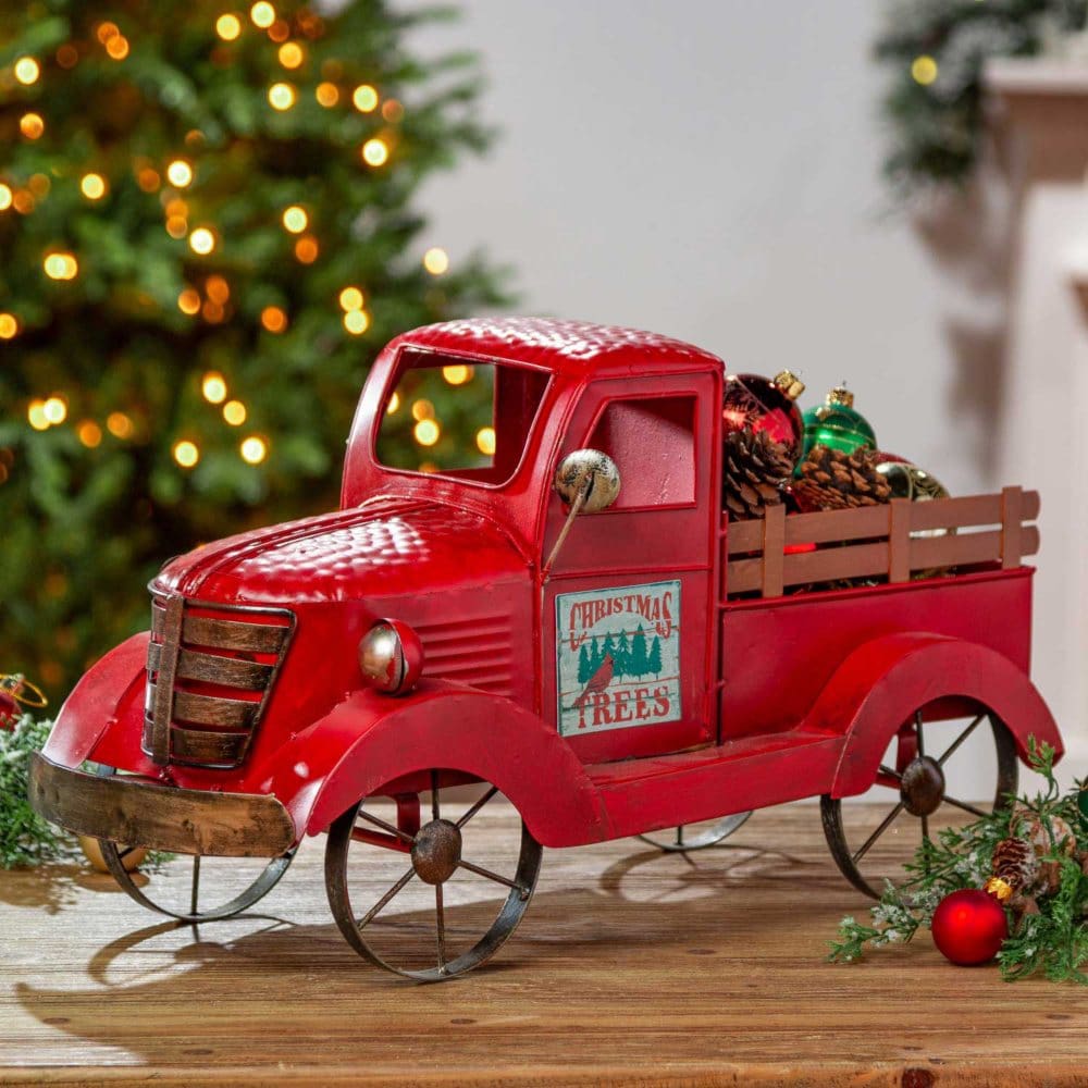 Antique Red Truck with 3 Seasonal Magnets - Indoor Christmas Decor - ShelHealth