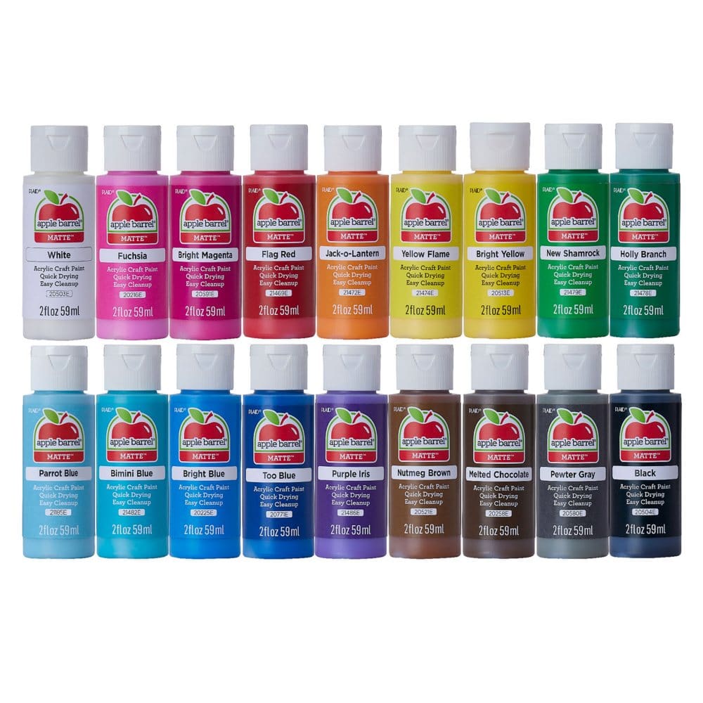 Apple Barrel 18 Piece Acrylic Craft Paint Set Matte Finish 2 fl oz - Painting & Coloring - Apple