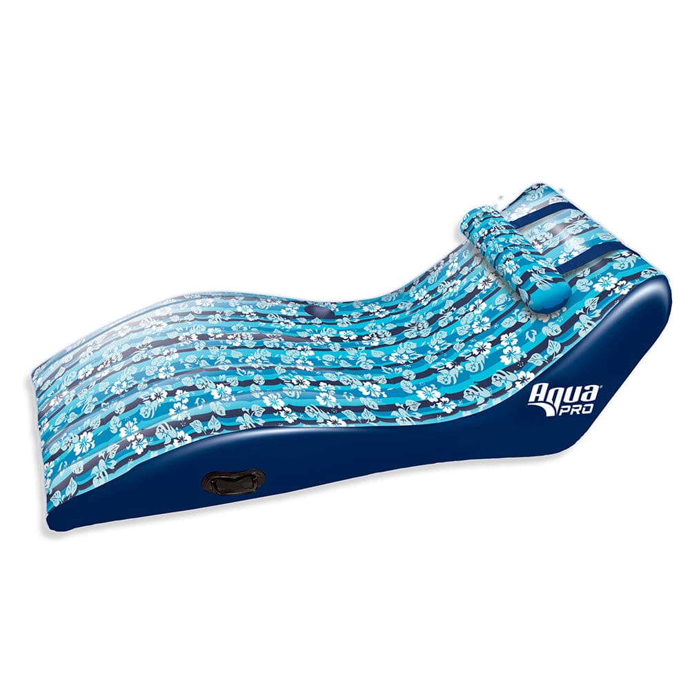 Aqua Leisure Ultra Cushioned Comfort Lounge Hawaiian Wave Print w/ Adjustable Pillow - Watersports | Floats - Aqua Leisure