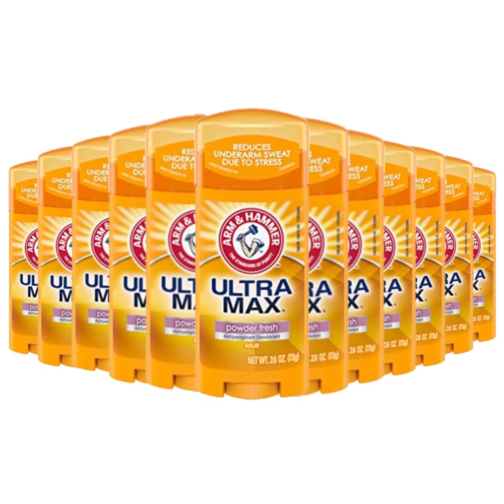 Arm & Hammer Deodorant UltraMax Solid Powder Fresh 2.6 oz - 12 Pack - Deodorant & Anti-Perspirant - Arm & Hammer