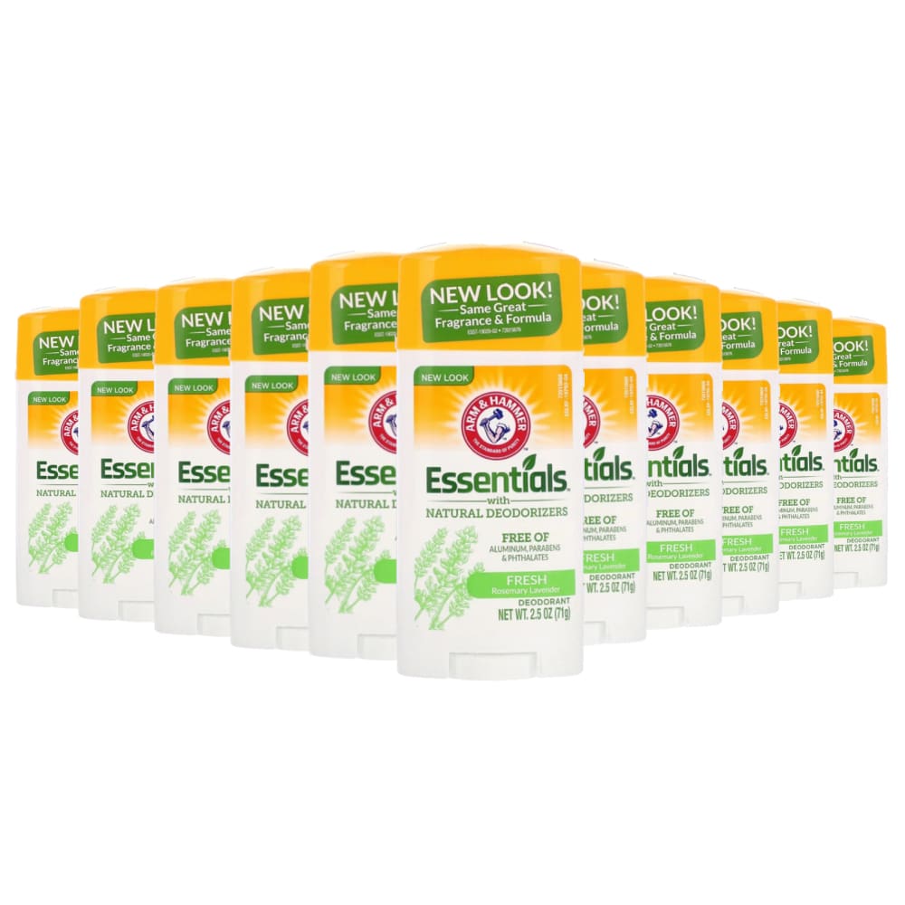 Arm & Hammer Essentials Natural Deodorant Fresh - 2.5 oz - 12 Pack - Deodorant & Anti-Perspirant - Arm & Hammer