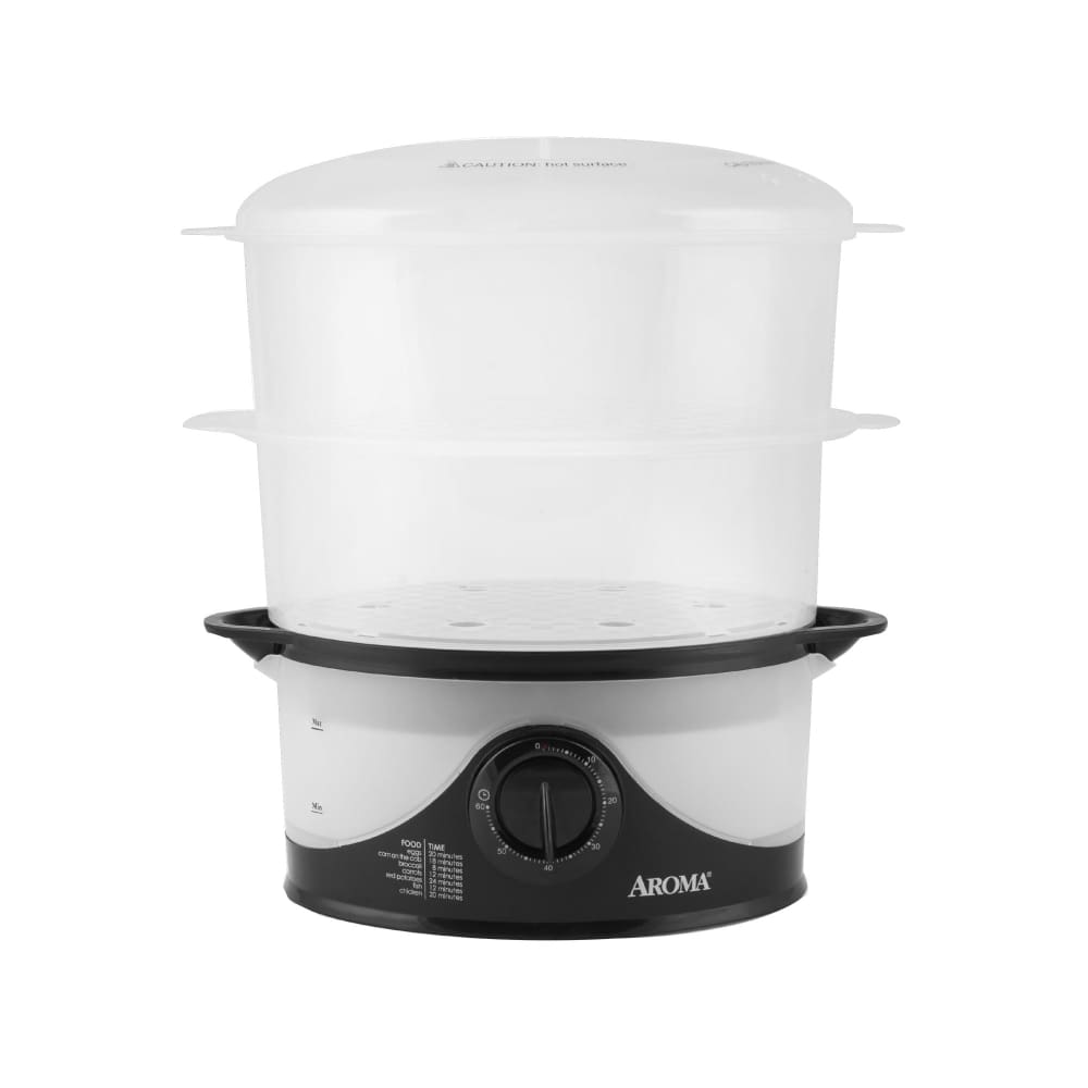 Aroma 6 Qt. 2-Tier Food Steamer - Black - Aroma