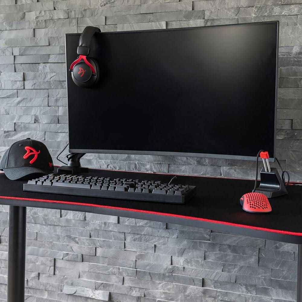 Arozzi Arena Fratello Curved Gaming And Office Desk Red - Gaming Desks - ShelHealth