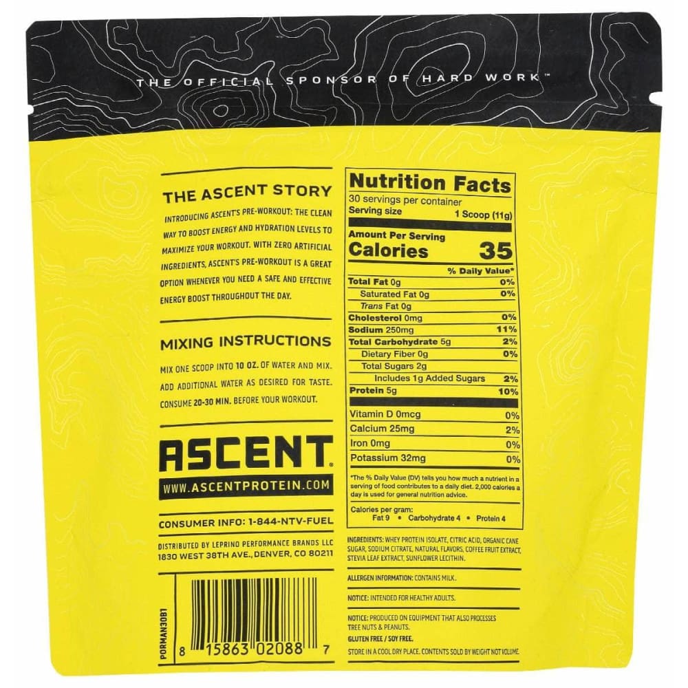 ASCENT Vitamins & Supplements > Sports Nutrition ASCENT: Preworkout Orange Mango, 11.6 oz