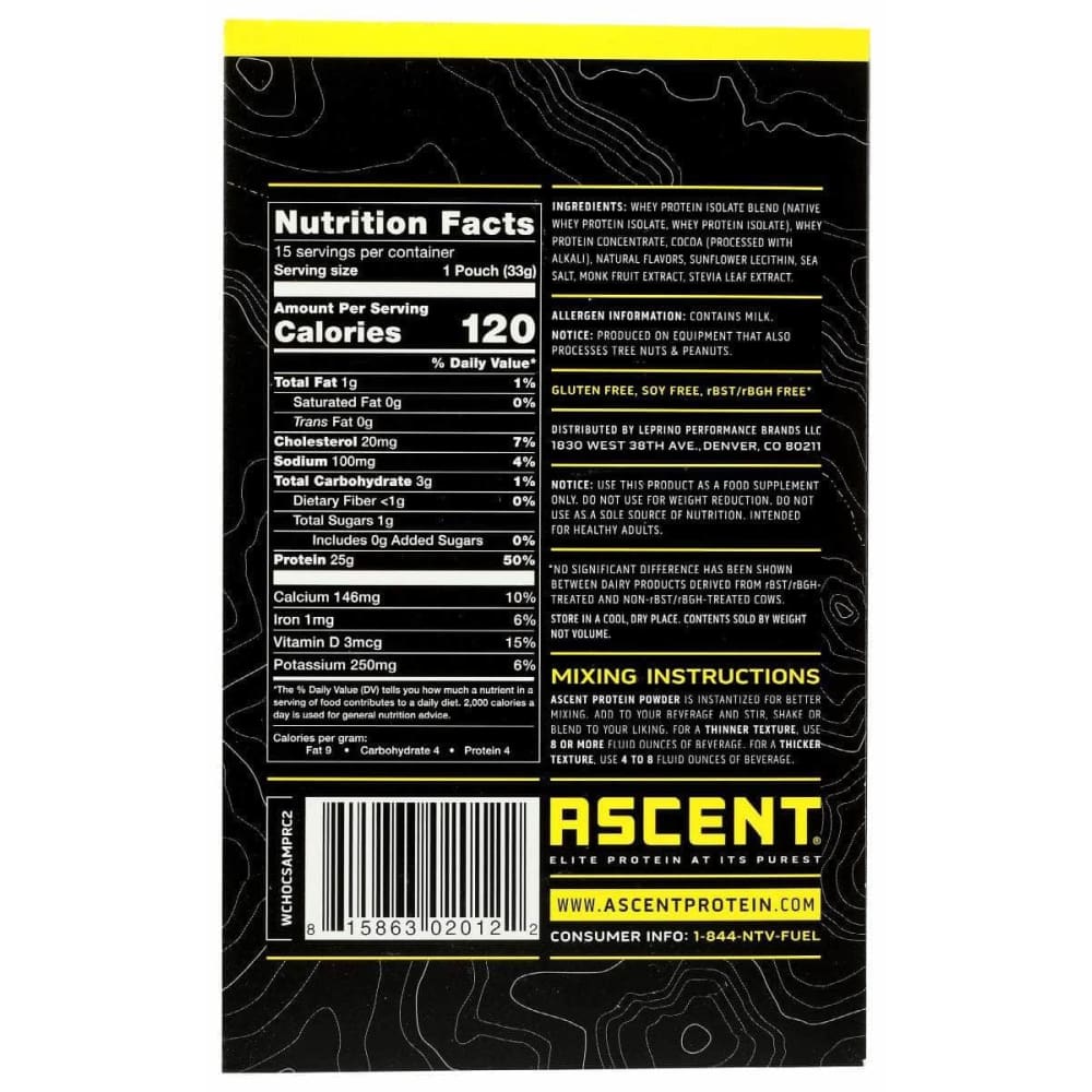 ASCENT Vitamins & Supplements > Protein Supplements & Meal Replacements ASCENT: Whey Prtn Chc 15Pk, 6 oz