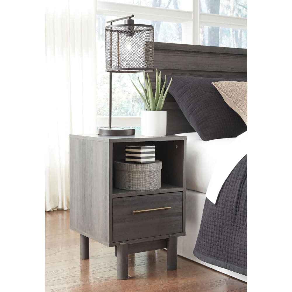 Ashley Ashley Furniture One Drawer Night Stand - Gray - Home/Furniture/Bedroom Furniture/Nightstands/ - Ashley