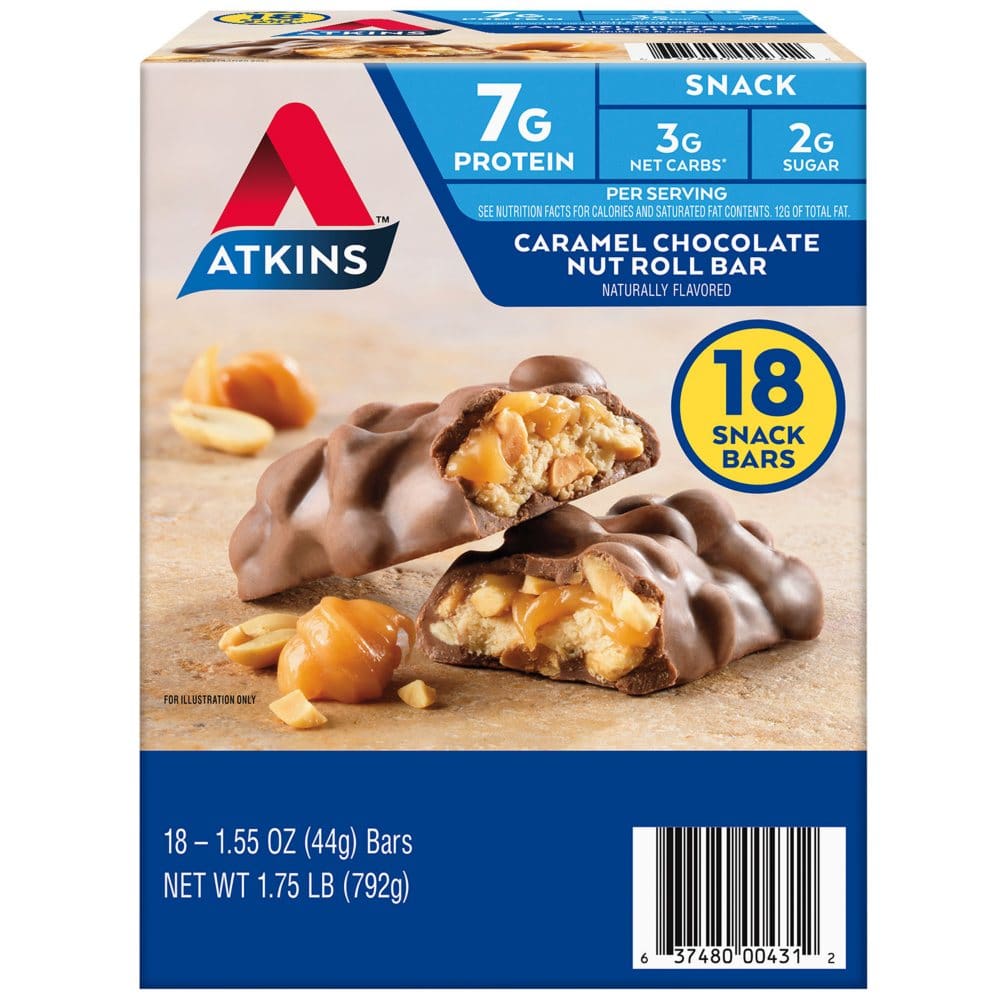 Atkins Caramel Chocolate Nut Roll Snack Bar (18 ct.) - Women’s Health - ShelHealth