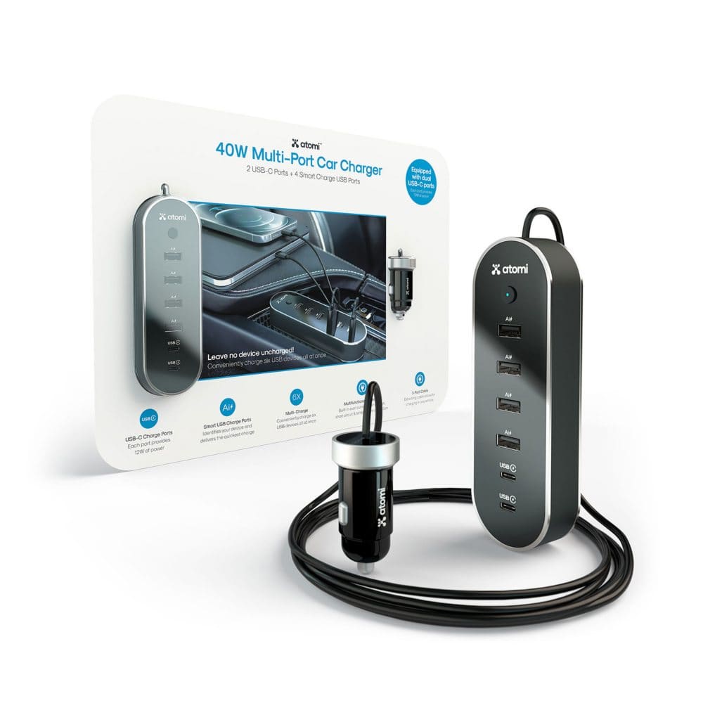 Atomi 40W Multi-Port Car Charger - Cell Phone Accessories - Atomi