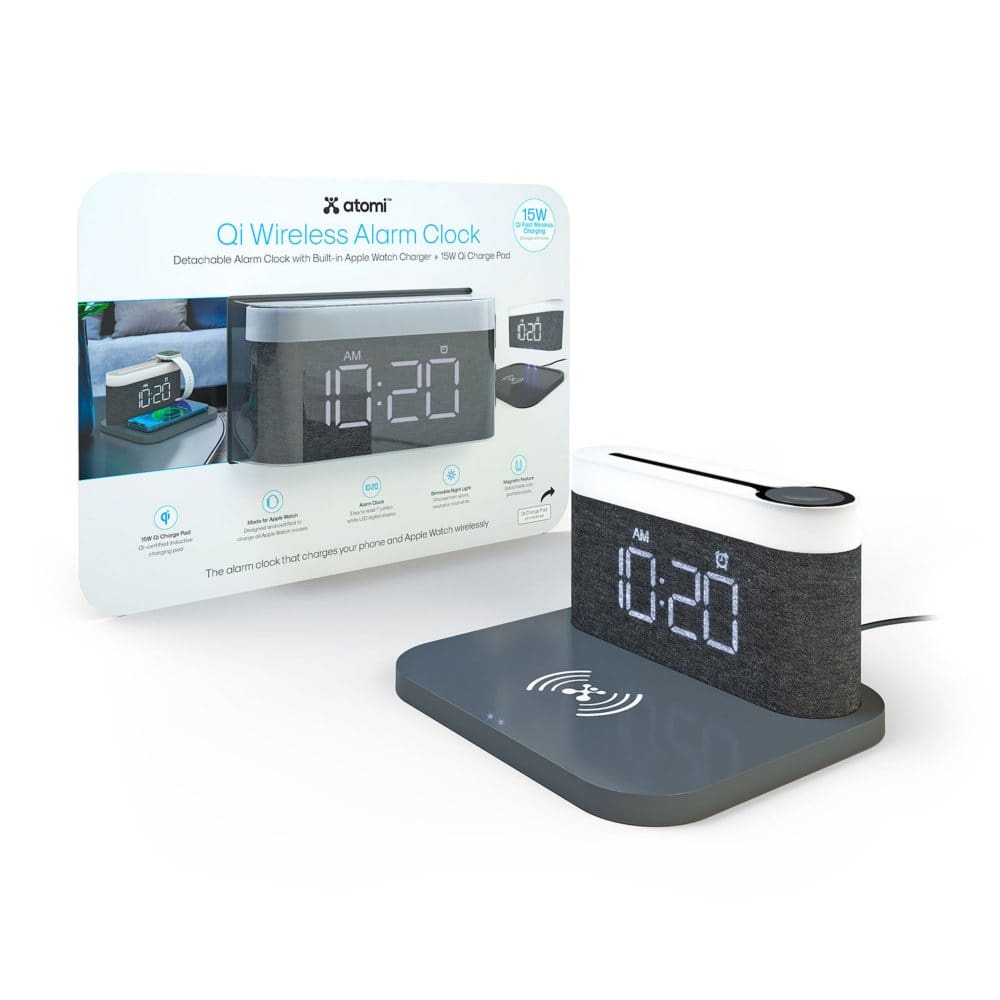Atomi Qi Wireless Charging Alarm Clock - Cell Phone Accessories - Atomi