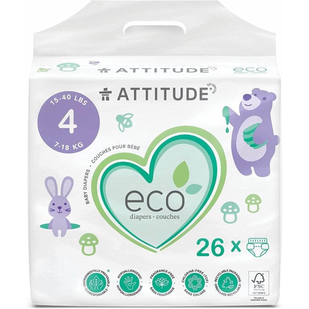 ATTITUDE Baby > Baby Diapers & Diaper Care ATTITUDE: Baby Diapers Size 4, 26 un